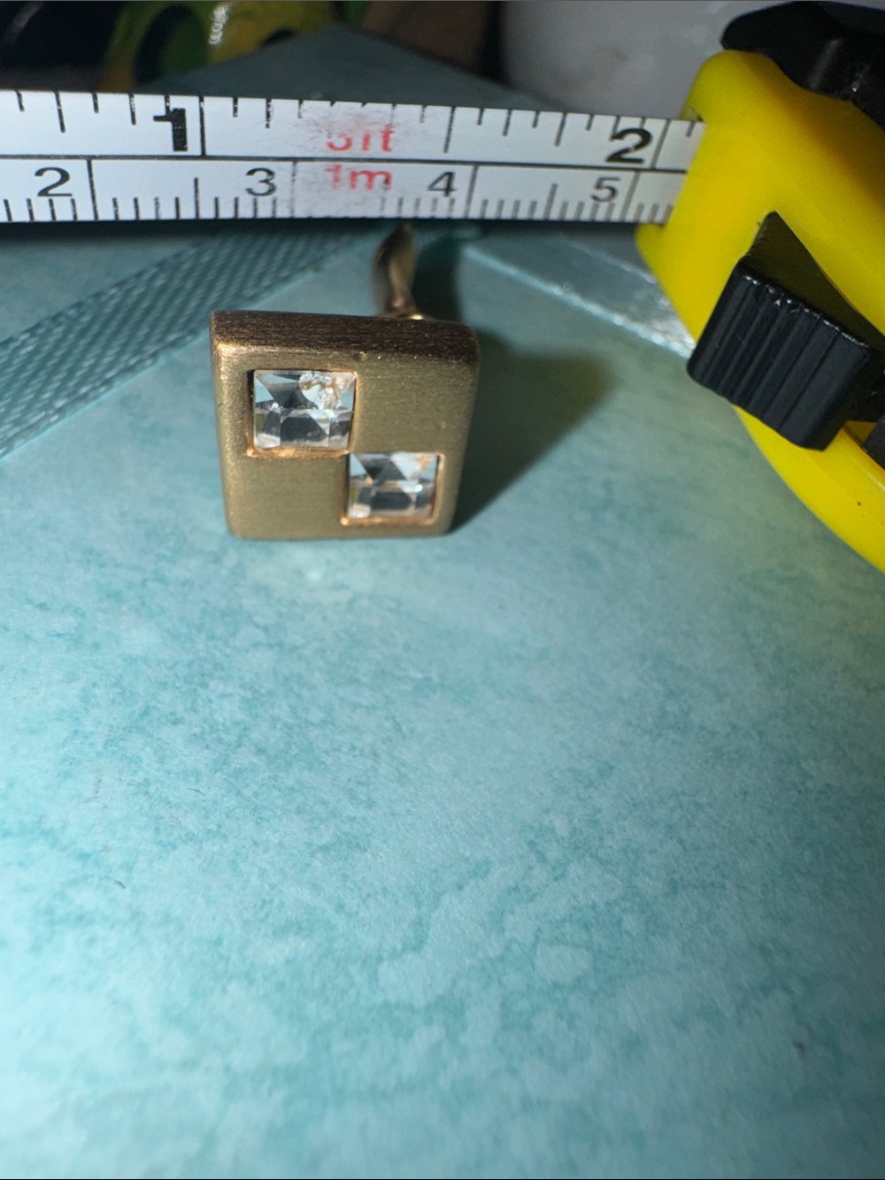 Vintage Napier Gold-Tone Square with Clear Crystal Accents